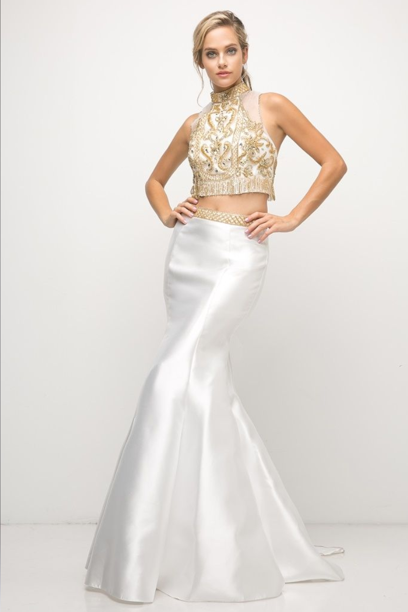 Beaded Bodice 2 Piece Mermaid Gown-2